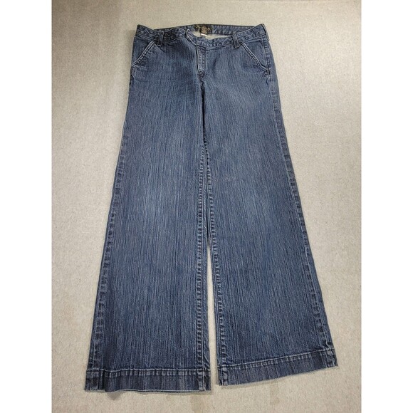 Banana Republic Denim - Banana Republic Trouser Jeans Womens 14 35x31 Wide Blue Stretch High Boho Y2K